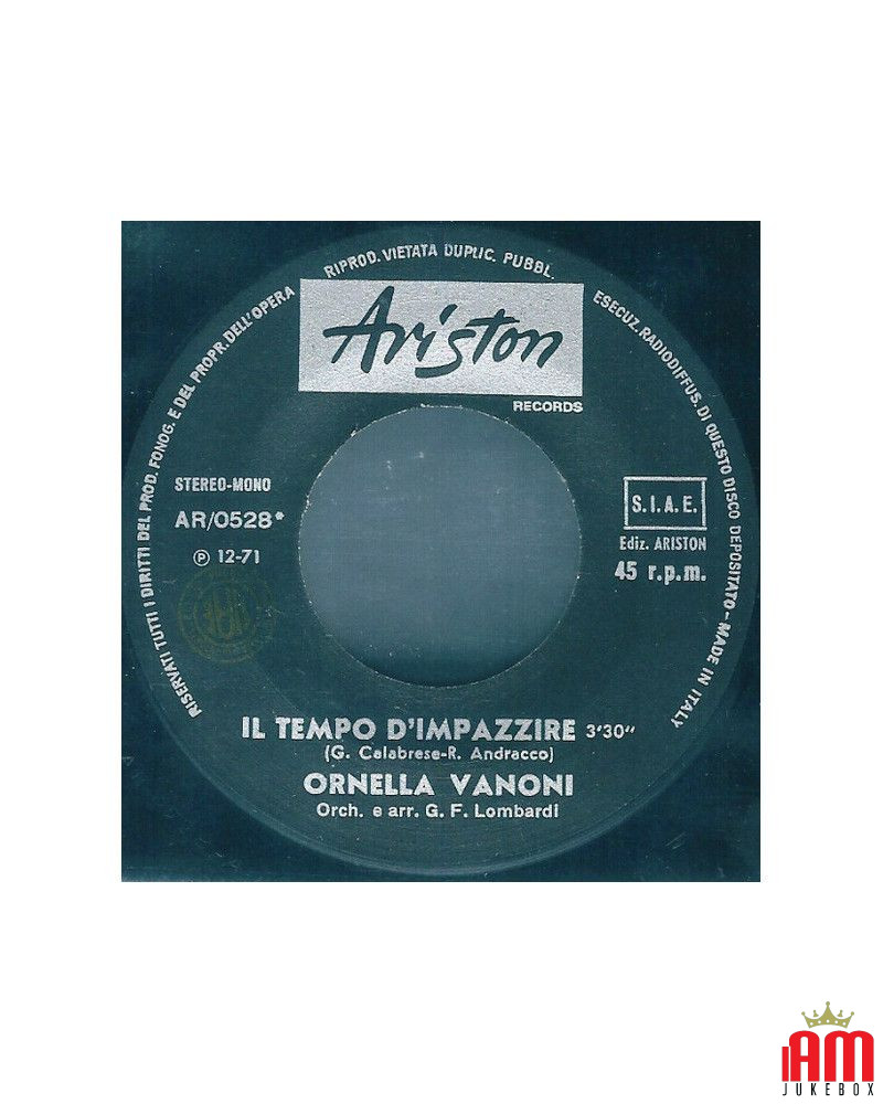 Il Tempo D'Impazzire  [Ornella Vanoni] - Vinyl 7", 45 RPM