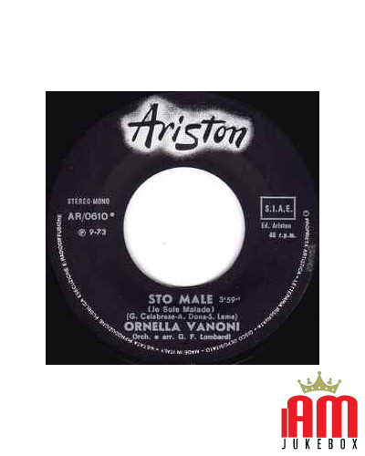 Sto Male [Ornella Vanoni] - Vinyl 7", 45 RPM [product.brand] 1 - Shop I'm Jukebox 