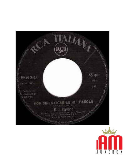 Non Dimenticar Le Mie Parole [Rita Pavone] - Vinyl 7", 45 RPM, Single, Mono