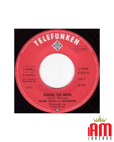 Angel Of Mine [Frank Duval & Orchestra] – Vinyl 7", 45 RPM, Single, Stereo [product.brand] 1 - Shop I'm Jukebox 