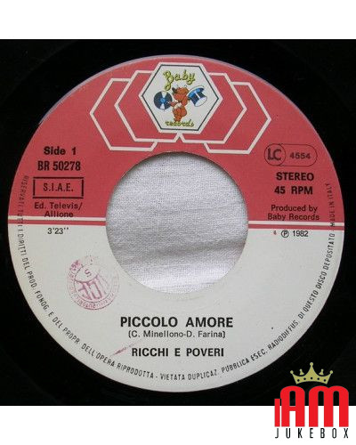 Piccolo Amore [Ricchi E Poveri] - Vinyle 7", 45 tours, stéréo [product.brand] 1 - Shop I'm Jukebox 