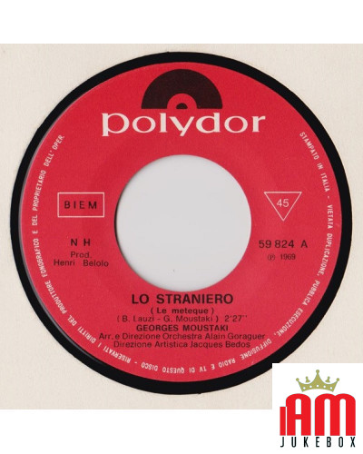 Lo Straniero [Georges Moustaki] - Vinyl 7", 45 RPM, Mono [product.brand] 1 - Shop I'm Jukebox 