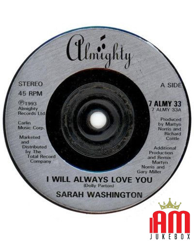 I Will Always Love You (Dance Mix) [Sarah Washington] – Vinyl 7", 45 RPM, Single, Stereo [product.brand] 1 - Shop I'm Jukebox 