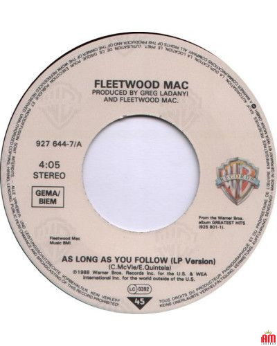 As Long As You Follow [Fleetwood Mac] - Vinyl 7", 45 RPM, Single, Stereo [product.brand] 1 - Shop I'm Jukebox 