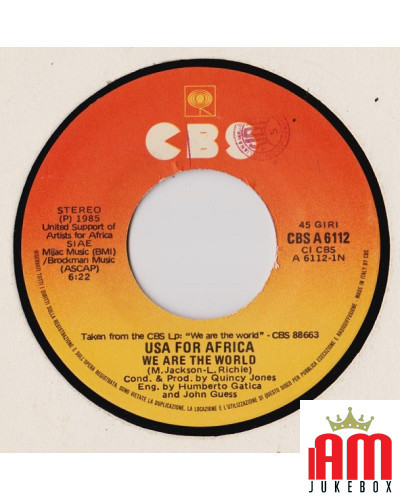 We Are The World [USA For Africa] - Vinyl 7", 45 RPM, Stereo [product.brand] 1 - Shop I'm Jukebox 