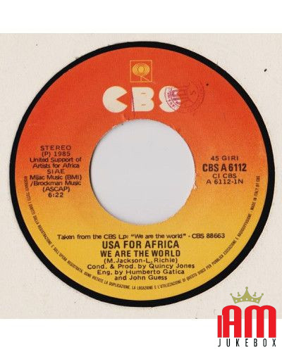 We Are The World [USA For Africa] - Vinyl 7", 45 RPM, Stereo