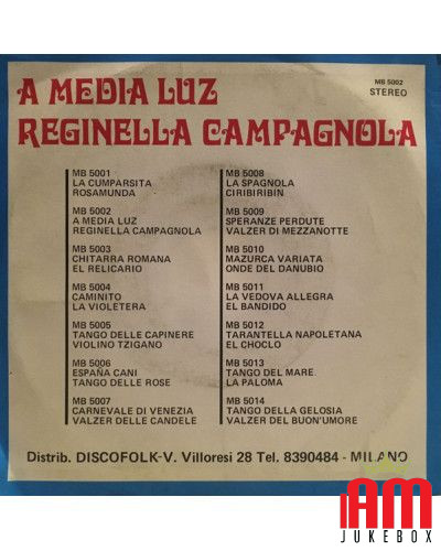 A Media Luz   Reginella Campagnola [Carlo Alberto Paterlini E La Sua Orchestra,...] - Vinyl 7", 45 RPM