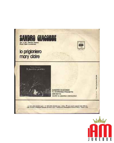 Io Prigioniero [Sandro Giacobbe] - Vinyl 7", 45 RPM [product.brand] 1 - Shop I'm Jukebox 