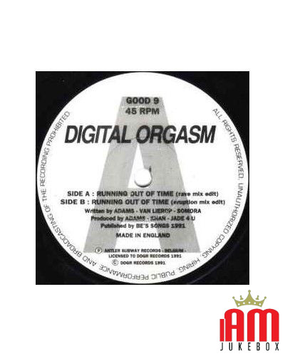 Running Out Of Time [Digital Orgasm] - Vinyle 7", 45 tr/min, Single [product.brand] 1 - Shop I'm Jukebox 