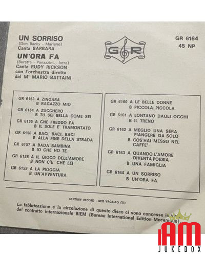 Un Sorriso   Un'Ora Fa [Da Sanremo Con Amore] - Vinyl 7", 45 RPM, Single