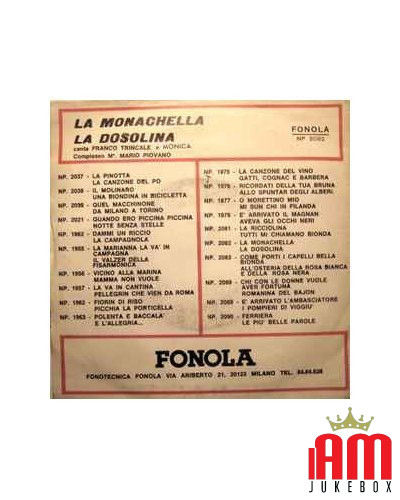 La Monachella [Complesso Mario Piovano,...] - Vinyl 7", 45 RPM [product.brand] 1 - Shop I'm Jukebox 