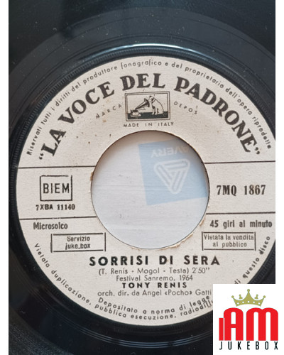 Sourires du soir [Tony Renis] - Vinyle 7", 45 tours [product.brand] 1 - Shop I'm Jukebox 