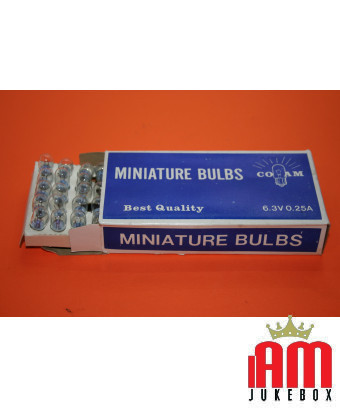Ampoules miniatures Colam 6.3V 0.25A BA9S 50Pcs Pièces détachées pour flipper Williams Condition: Neuf [product.supplier] 1 Mini
