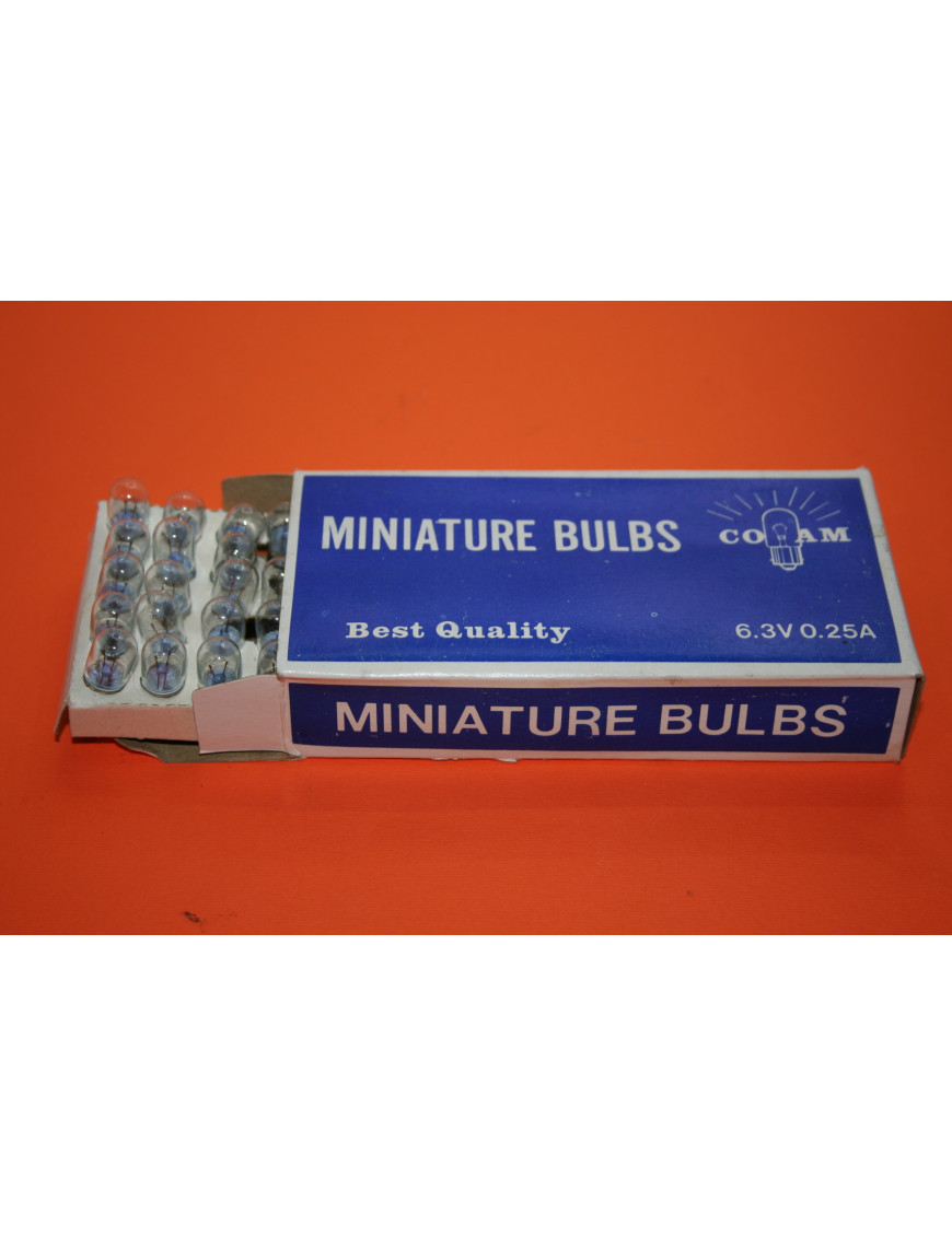 Ampoules miniatures Colam 6.3V 0.25A BA9S 50Pcs